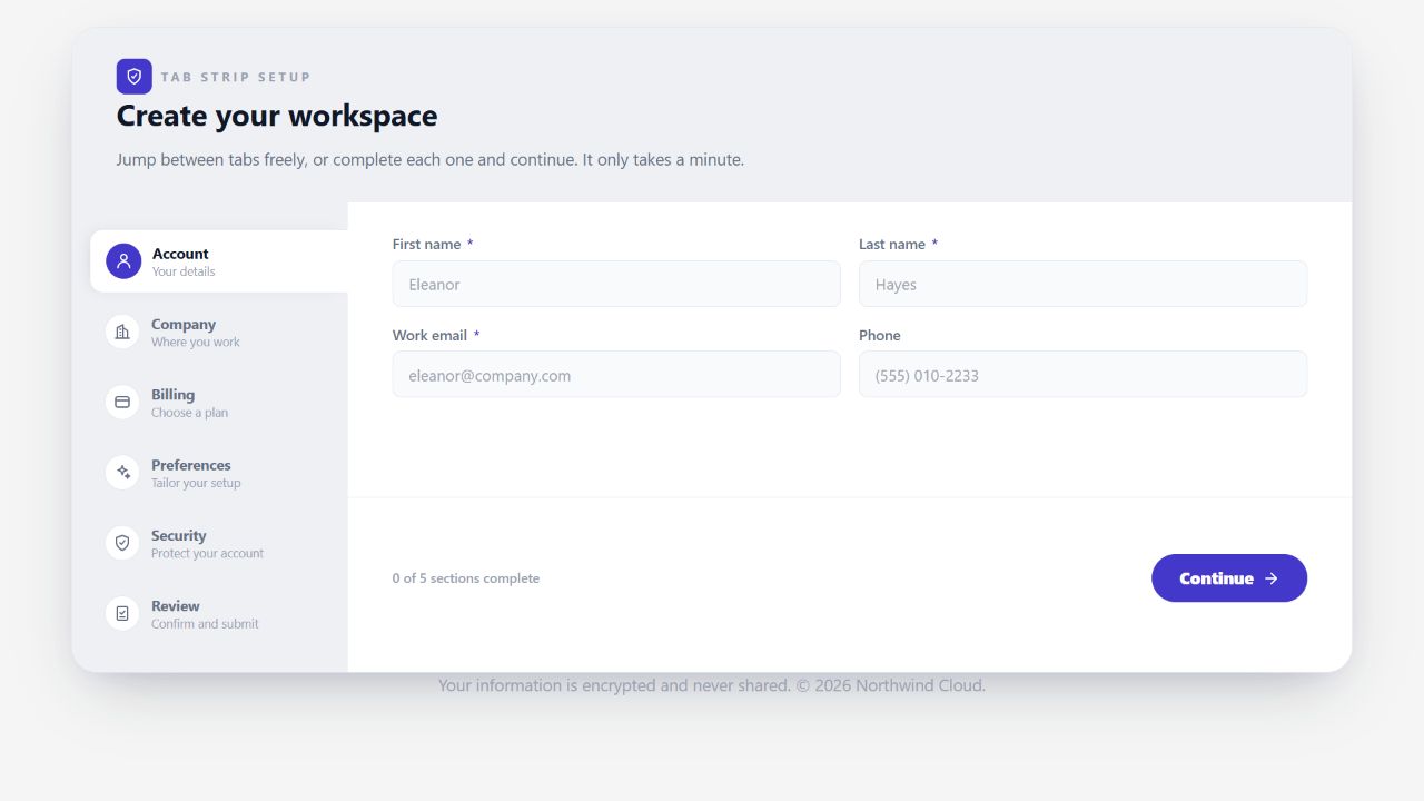 Vertical Tab Strip Account Setup on Oqtane