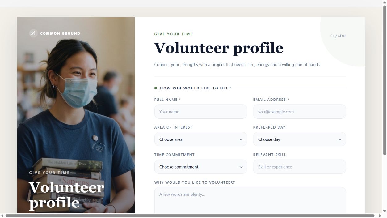 Volunteer Profile on Oqtane