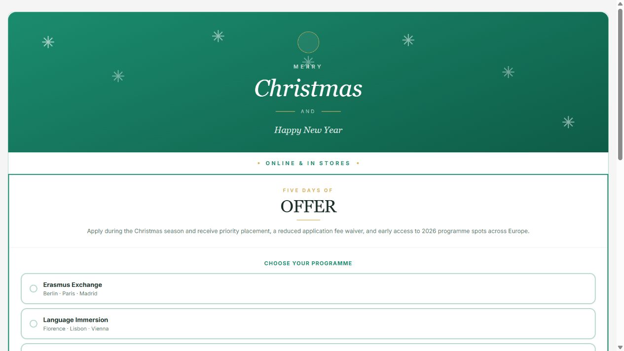 Christmas Offer — EuroYouth Application on Oqtane