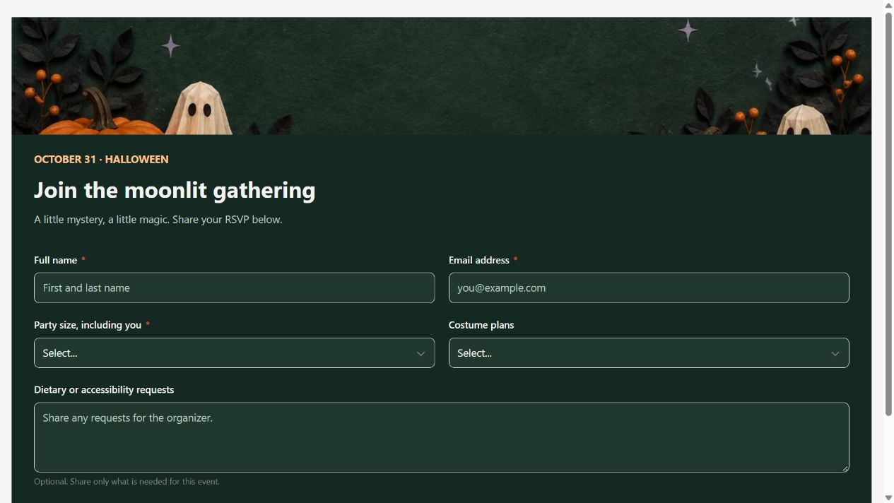 Halloween Moonlit RSVP on Oqtane