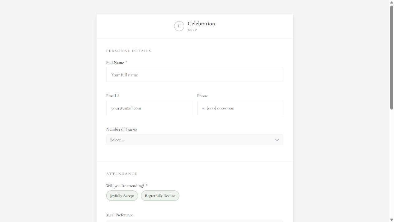 Celebration RSVP — Simple on Oqtane