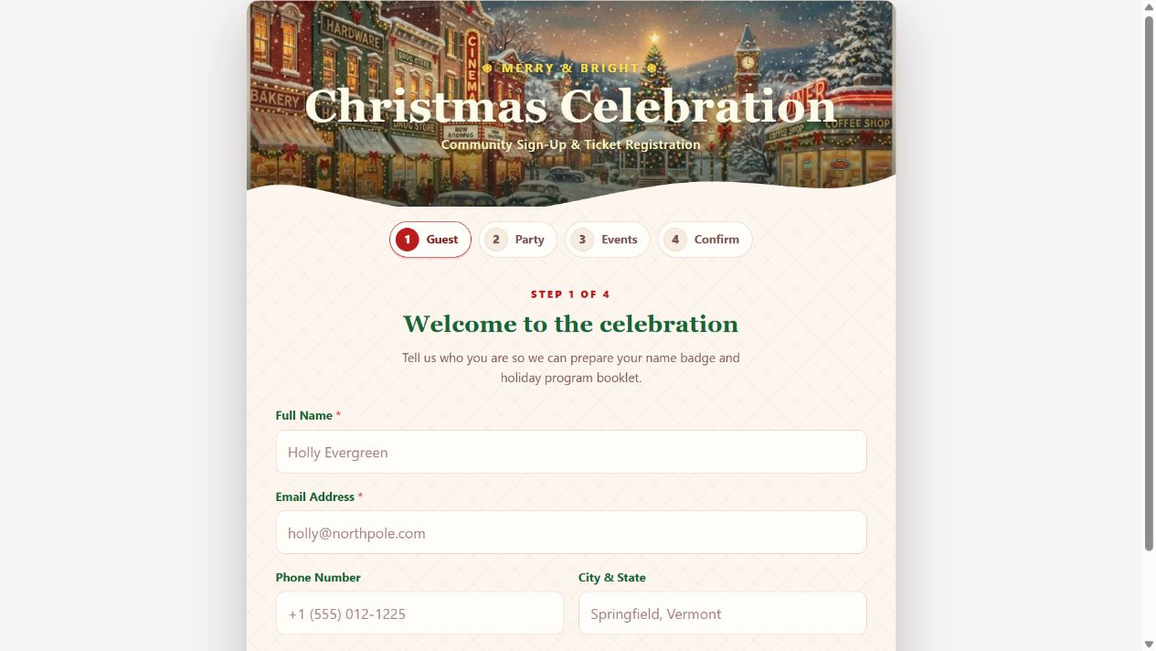 Christmas Community Celebration — Sign-Up on Oqtane