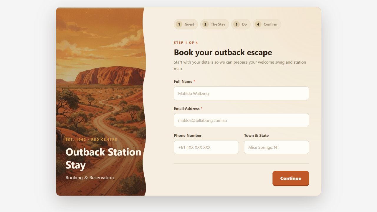 Outback Station Stay Booking on Oqtane