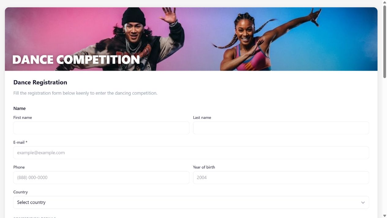 Dance Competition Registration on Oqtane