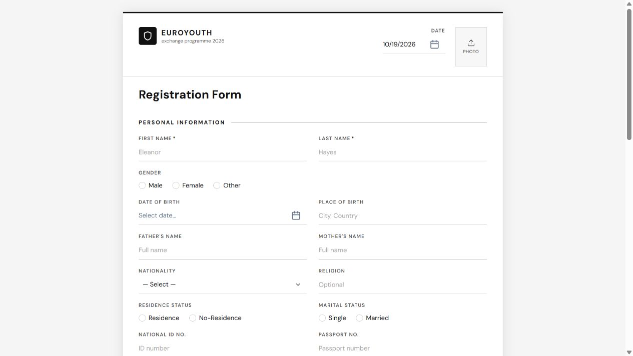 EuroYouth Document Registration on Oqtane