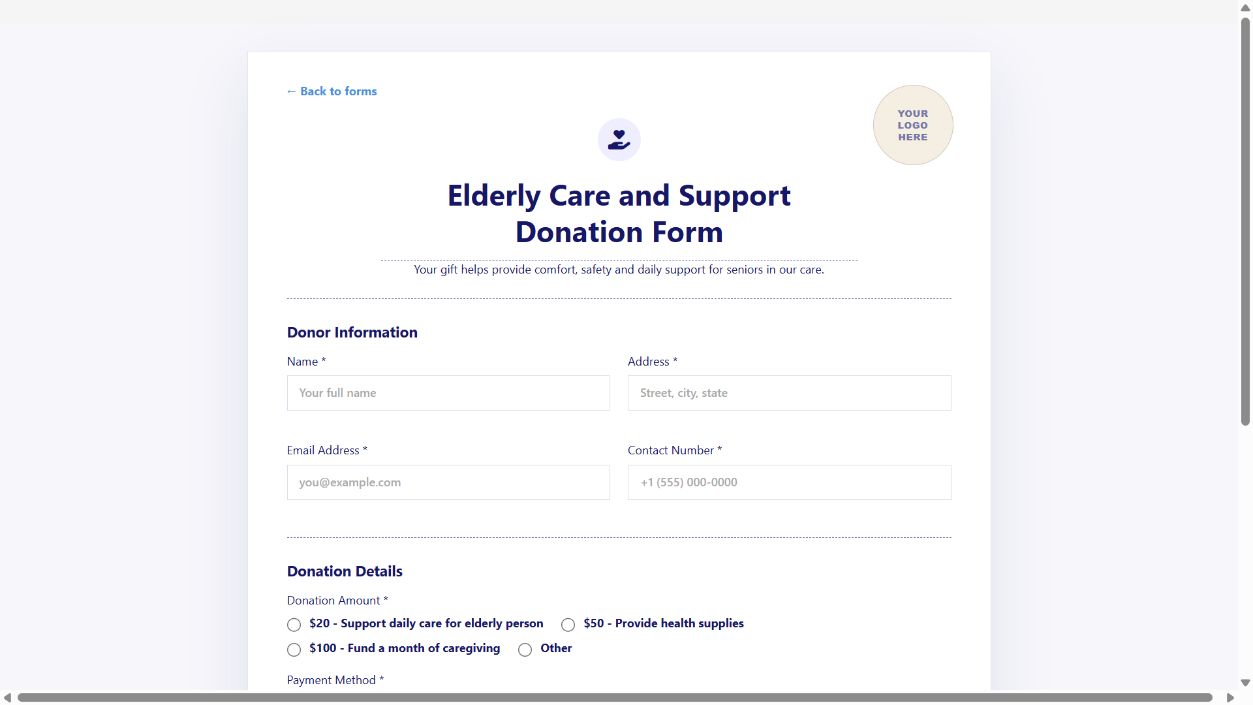 Elderly Care Donation on Oqtane