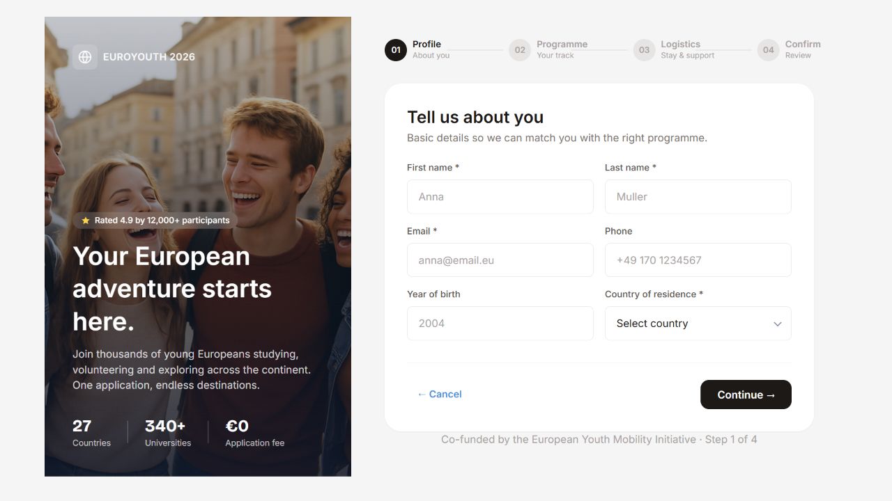 EuroYouth 2026 Application on Oqtane