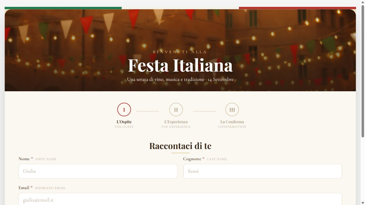 Festa Italiana — Iscrizione on Oqtane