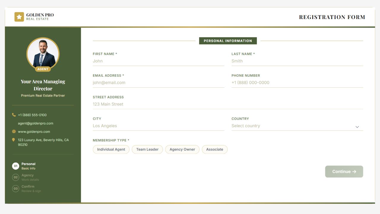 Golden Pro — Real Estate Agent Registration on Oqtane