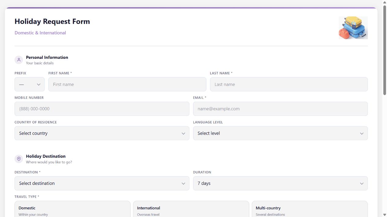 Holiday Request Form on Oqtane