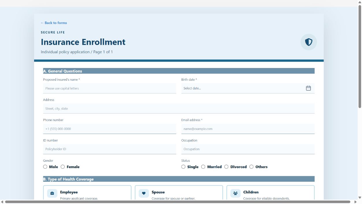 Insurance Enrollment on Oqtane