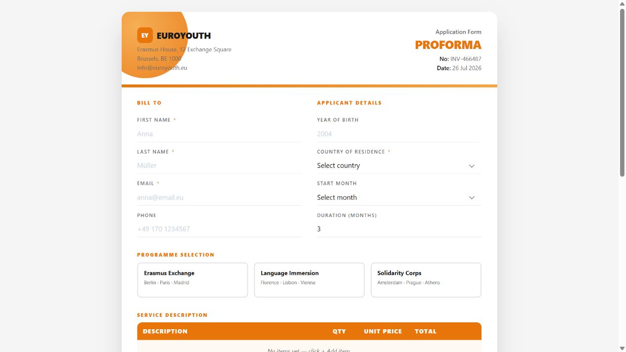 Invoice Orange — Programme Application on Oqtane