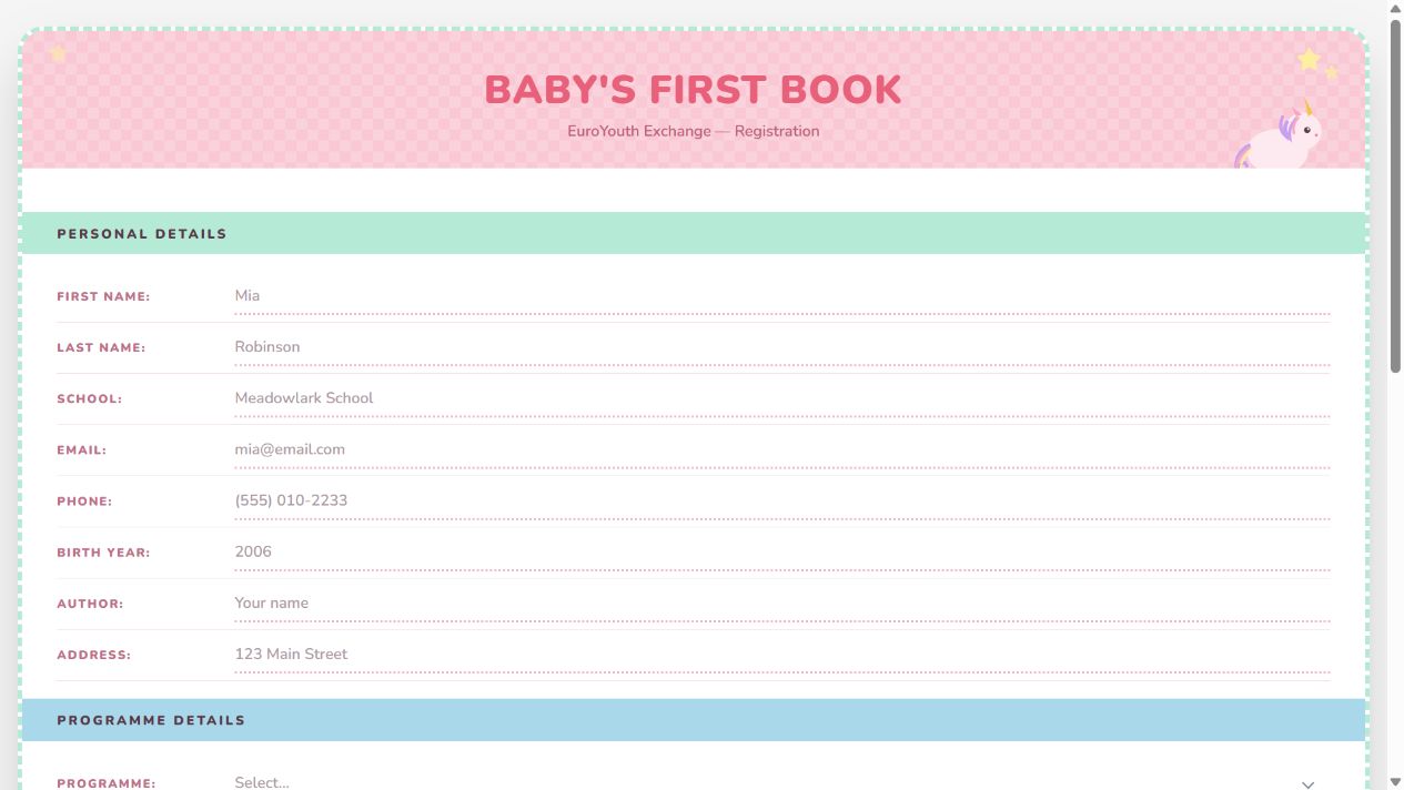 Baby's First Book — Registration on Oqtane