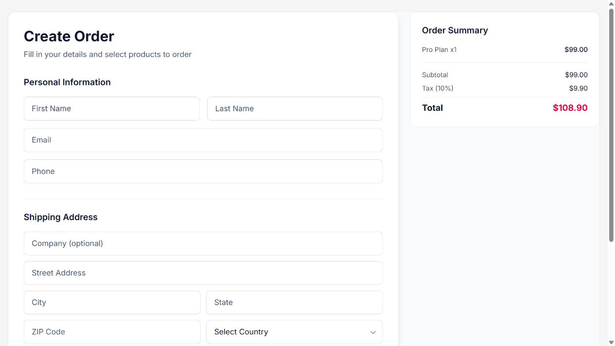 Create Order on Oqtane